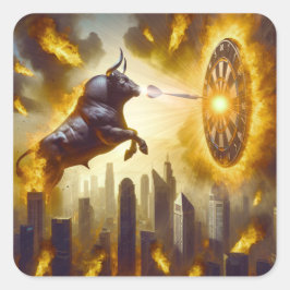Dartboard mit Bulle - Explosion - Dartkunst Quadratischer Aufkleber