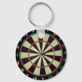 Dartboard mit Dart in Bullseye, Keyring Schlüsselanhänger (Rückseite)