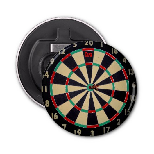 Dartboard mit einem Dart in Bullseye, Flaschenöffn Flaschenöffner (Vorderseite)