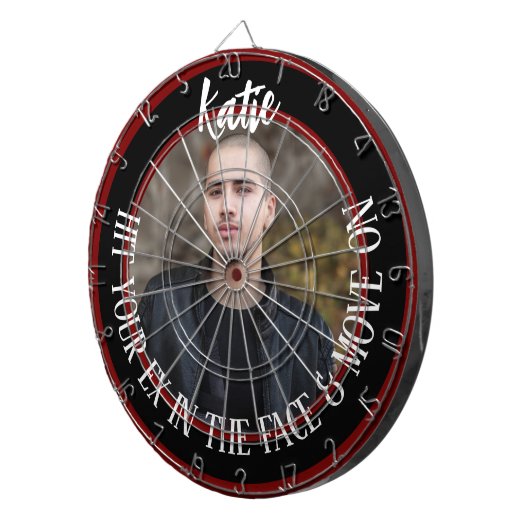 Dartboard mit Ex-Foto - Geschenk zum Auseinanderbr Dartscheibe (Vorderseite rechts)
