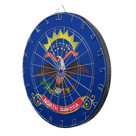 Dartboard mit Flag North Dakota, USA Dartscheibe (Vorderseite rechts)