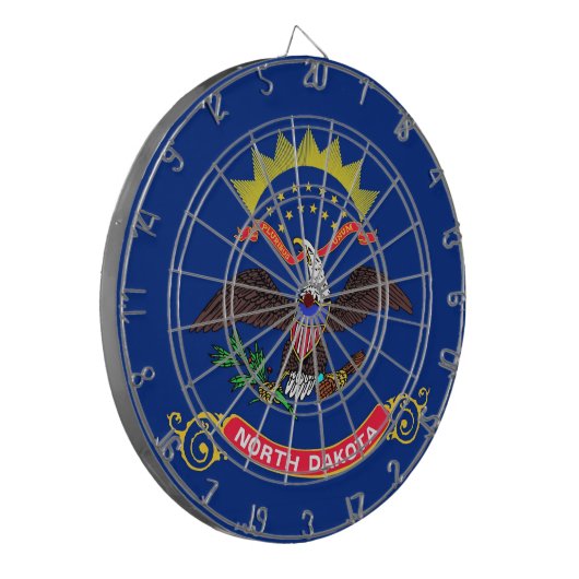 Dartboard mit Flag North Dakota, USA Dartscheibe (Vorderseite Links)