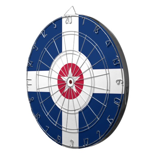 Dartboard mit Flag von Indianapolis City, USA Dartscheibe (Vorderseite rechts)