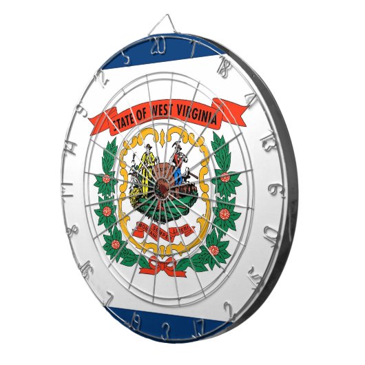 Dartboard mit Flag West Virginia, USA Dartscheibe (Vorderseite rechts)