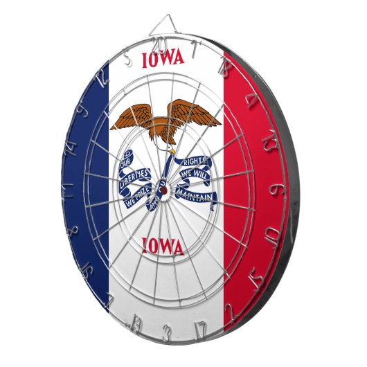Dartboard mit Flagge von Iowa, USA Dartscheibe (Vorderseite rechts)
