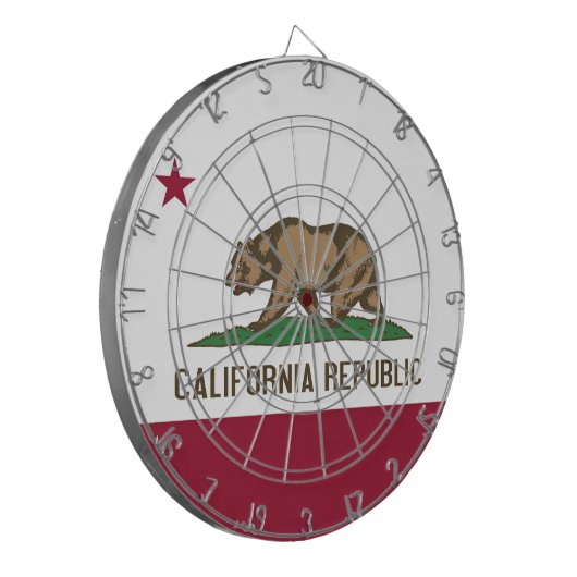 Dartboard mit Flagge von Kalifornien, USA Dartscheibe (Vorderseite Links)