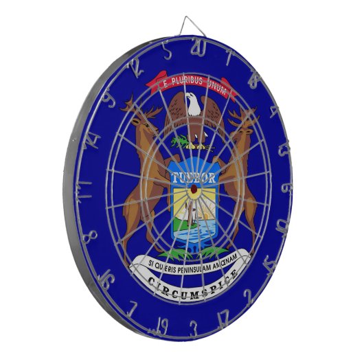 Dartboard mit Flagge von Michigan, USA Dartscheibe (Vorderseite Links)