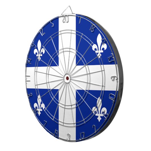 Dartboard mit Flagge von Quebec, Kanada Dartscheibe (Vorderseite rechts)