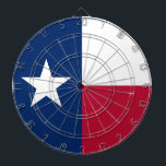 Dartboard mit Flagge von Texas, USA Dartscheibe<br><div class="desc">Steigen Sie mit unserem beeindruckenden Dartboard mit der Flagge von Texas in Ihr Spielzimmer ein! Dieses mit viel Liebe zum Detail gestaltete Dartboard zelebriert die reiche Geschichte und den kulturellen Stolz des Lone Star Staat. Das Design zeigt stolz den ikonischen einsamen Stern mit einem senkrechten blauen Streifen und horizontalen weißen...</div>