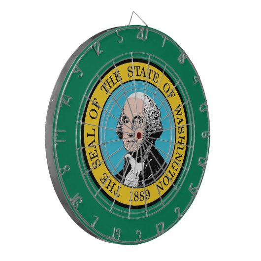 Dartboard mit Flagge von Washington, USA Dartscheibe (Vorderseite Links)