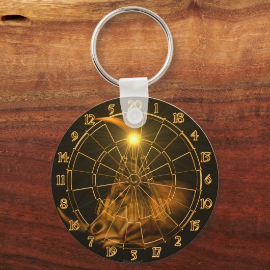 Dartboard mit Stier in die 180 Dartkunst Schlüsselanhänger (Vorderseite)