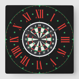 Dartboard Original mit römischen Zahlen Quadratische Wanduhr