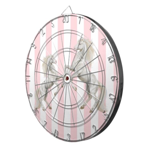 Dartboard Pink White Stripe Weißes Pferd Dartscheibe (Vorderseite rechts)