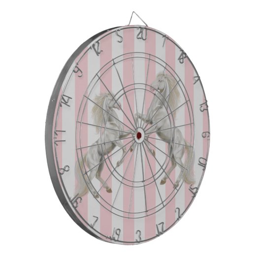 Dartboard Pink White Stripe Weißes Pferd Dartscheibe (Vorderseite Links)