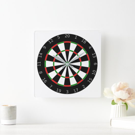 Dartboard Quadratische Wanduhr (Zuhause)