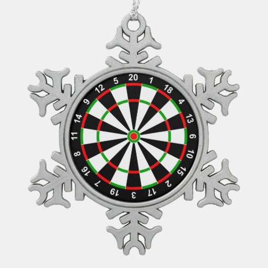 Dartboard Schneeflocken Zinn-Ornament (Vorderseite)