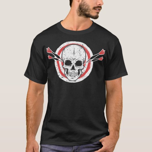 Dartboard Skeleton Darts Player T-Shirt (Vorderseite)