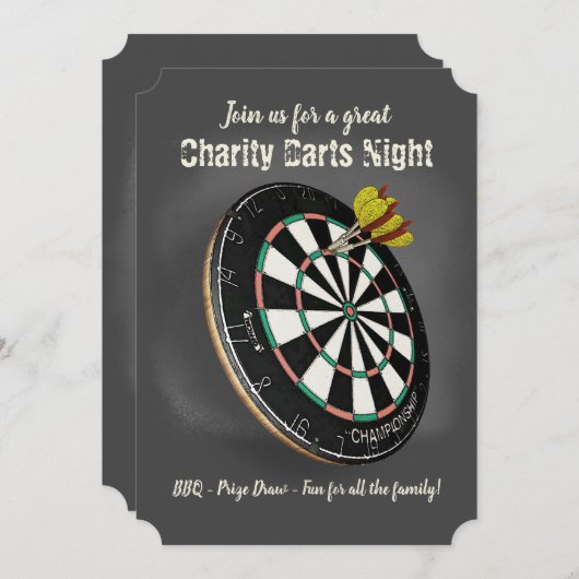 Dartboard und Chalkboard für Darts-Team-Veranstalt Einladung (Vorne/Hinten)