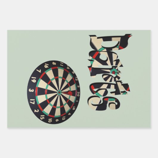 Dartboard und Dartboard Geschenkpapier Set (Vorderseite)