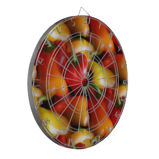 Dartboard und Gelbe Paprikaschoten Dartscheibe (Vorderseite Links)
