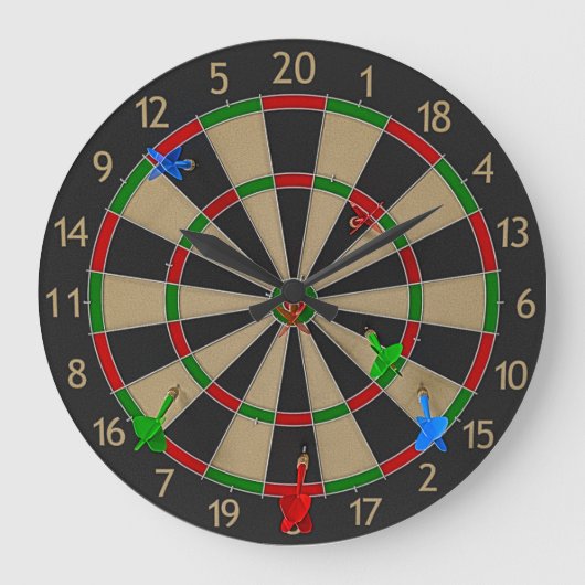 Dartboard Wall Clock Große Wanduhr (Vorderseite)