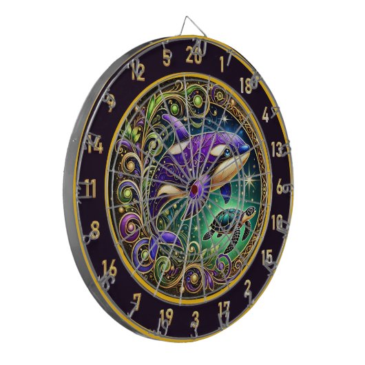 Dartboard-Wand-Akzent des Ozeans Inspiriert Orca Dartscheibe (Vorderseite Links)