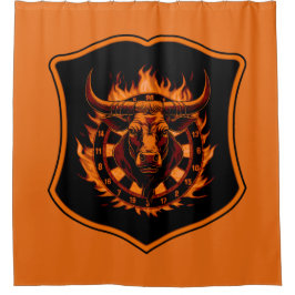 Dartboard Wappen mit Stierkopf und Flammen Darts Duschvorhang