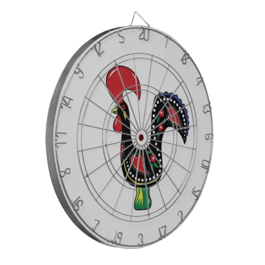 Dartboard White Red Rooster Dartscheibe (Vorderseite Links)