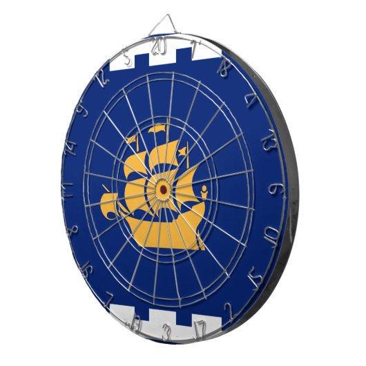 Dartboard with Flag of Quebec City, Canada Dartscheibe (Vorderseite rechts)