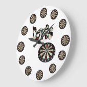 Dartboards And Darts Name, Round Large Wall Clock Große Wanduhr (Winkel)