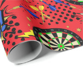 Dartboards für Darts Player Comic Buchmuster Geschenkpapier (Rolleneckpunkt)