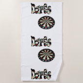 Dartbrett und Dartname, Badetuch (Vorderseite)