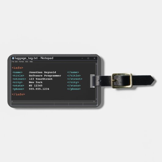 Darter Modus für Computerprogrammierer im Editor-F Gepäckanhänger (Vorderseite horizontal)