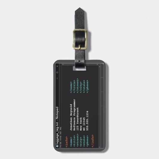 Darter Modus für Computerprogrammierer im Editor-F Gepäckanhänger (Vorderseite vertikal)