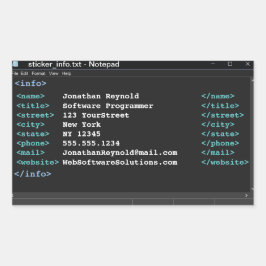 Darter Modus für Editor-Coder-Computerprogrammiere Rechteckiger Aufkleber
