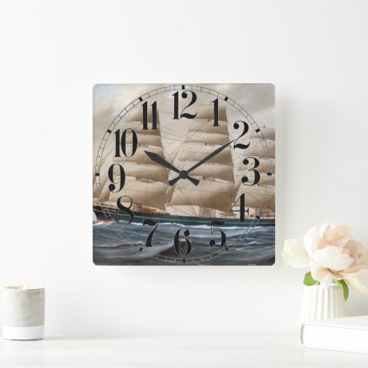 Dartford Sailing 1910 Quadratische Wanduhr (Zuhause)