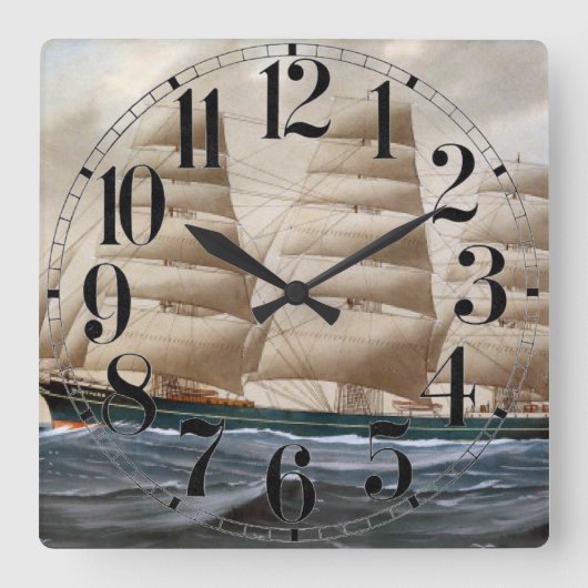 Dartford Sailing 1910 Quadratische Wanduhr (Vorderseite)