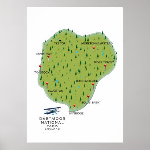 Dartmoor Nationalpark England Karte Poster