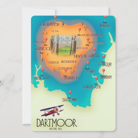 Dartmoor Nationalpark Karte Reiseplakat (Vorderseite)