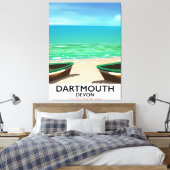 Dartmouth Devon Beach Poster Leinwanddruck (Insitu (Schlafzimmer))