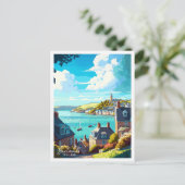 Dartmouth England Vintage Illustration Postkarte (Stehend Vorderseite)