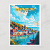 Dartmouth England Vintage Illustration Postkarte (Vorderseite)