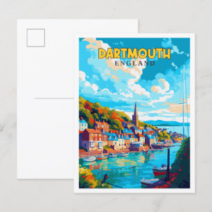 Dartmouth England Vintage-Reiseillustration Postkarte