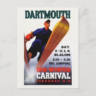 Dartmouth Winter Carnival 1938 Vintage Poster Postkarte