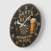 Darts and Beer Große Wanduhr (Winkel)