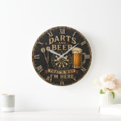 Darts and Beer Große Wanduhr (Zuhause)