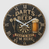 Darts and Beer Große Wanduhr (Vorderseite)