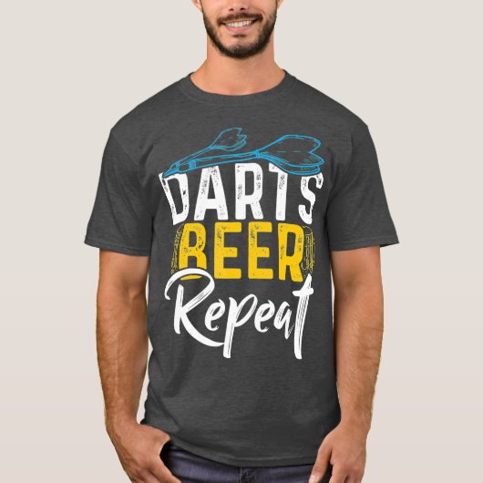 Darts Beer Repeat Funny Dart Player T-Shirt (Vorderseite)