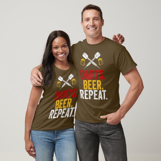 Darts Beer Repeat Funny Dart Player T-Shirt (Unisex)