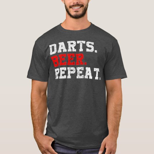 Darts Beer Wiederholen Dart-Player Funny T-Shirt (Vorderseite)
